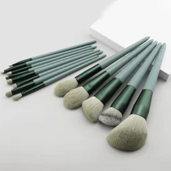 Premium 10 - Piece Makeup Brush Set with Soft Cosmetic Tools and Carrying Bag (Green)