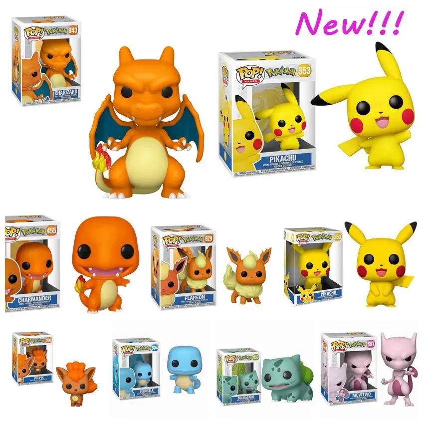 thumbnail image 1 of FUNKO POP Juego Pokémon Go Pikachu 553# MEWTWO #581# FLAREON 629# VULPIX 580# CHARIZARD 843# BLUBASAUR 453 Figura Colección Juguetes, 1 of 5