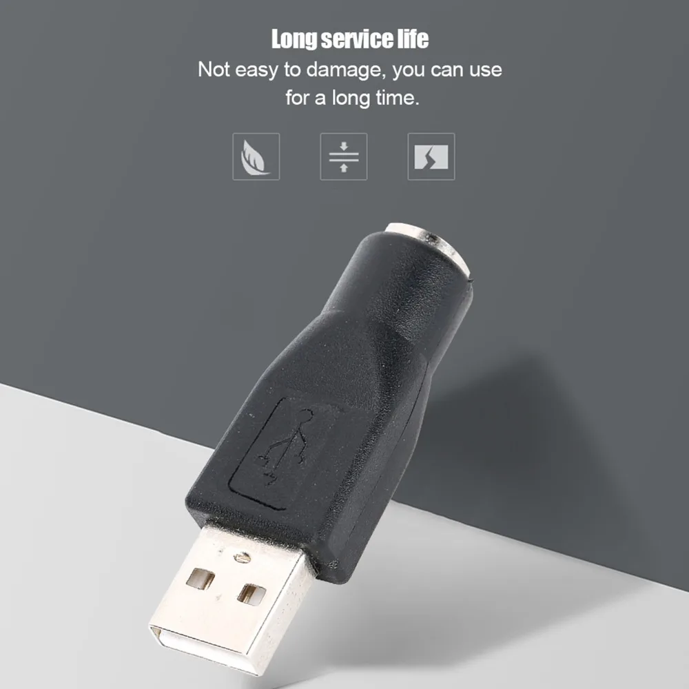 4개입 6핀 USB-PS2 어댑터 플러그 앤 플레이 블랙 USB(수)-PS/2(암) PS2 키보드 어댑터 키보드 연결용