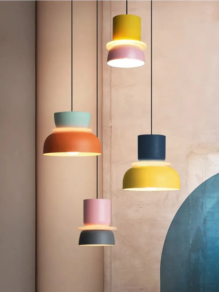 

Modern Macaron Pendant Lamp Led Hanging Lamp Suspension Living Study Bar Dining Room Chandelier Bedside Bedroom Lighting Decor