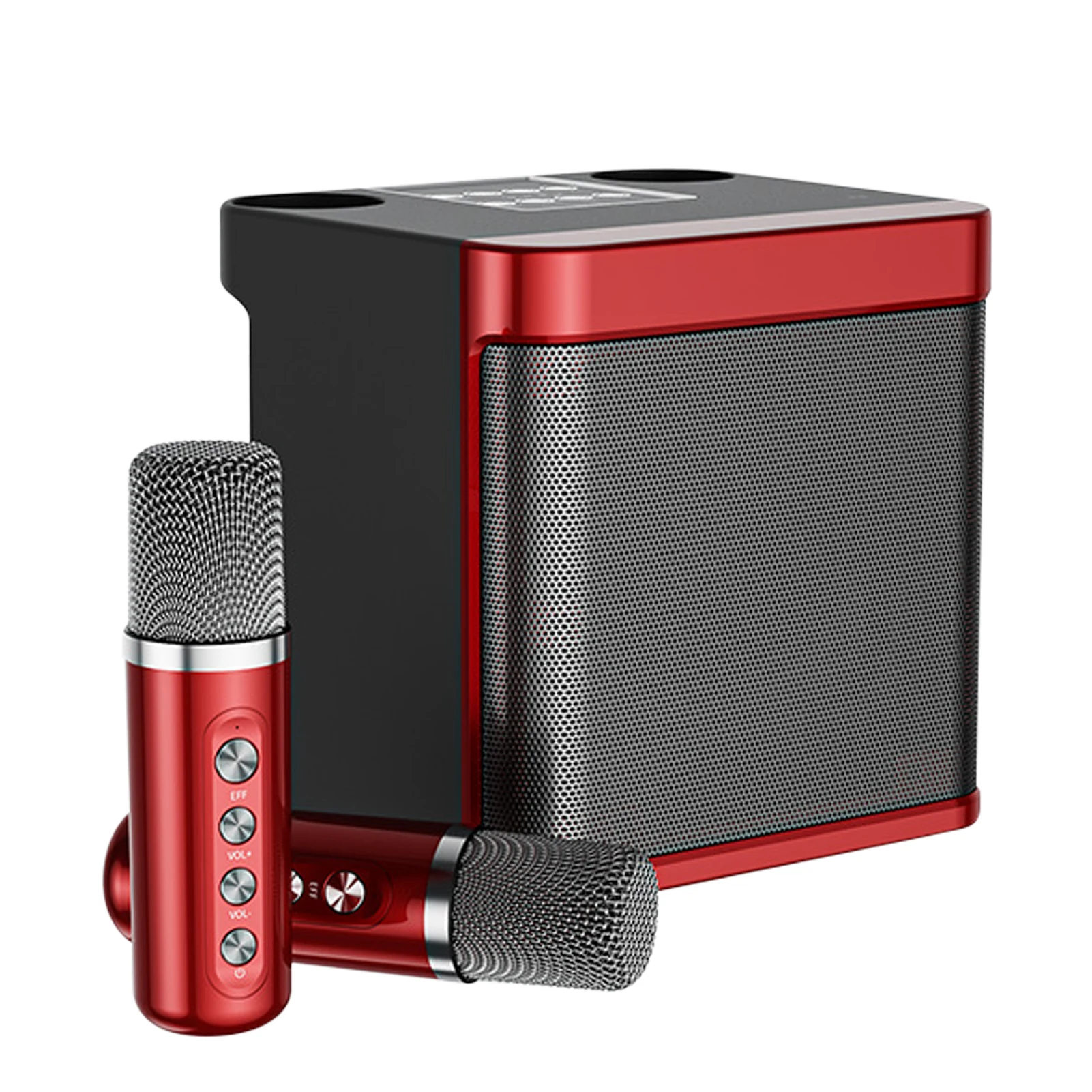 Kit Son Haute Qualité Familial KTV Microphone sans Fil Intégré Carte Audio  en Direct Haut-Parleur Karaoké Bluetooth(Noir )2857g -Time_square