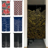 Japanese Textured Wave Print Door Curtain Blue Cloud Kitchen Living Room Partition Curtains Hanging Half Curtain for Entrance 1