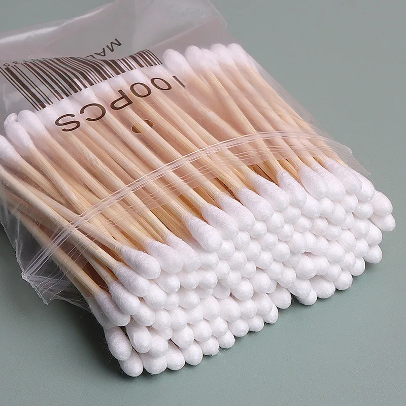 Cotton Swabs Double Pointed Cotton Buds 100/500 Count Bamboo Sticks For Personal Nail Art Makeup Tools