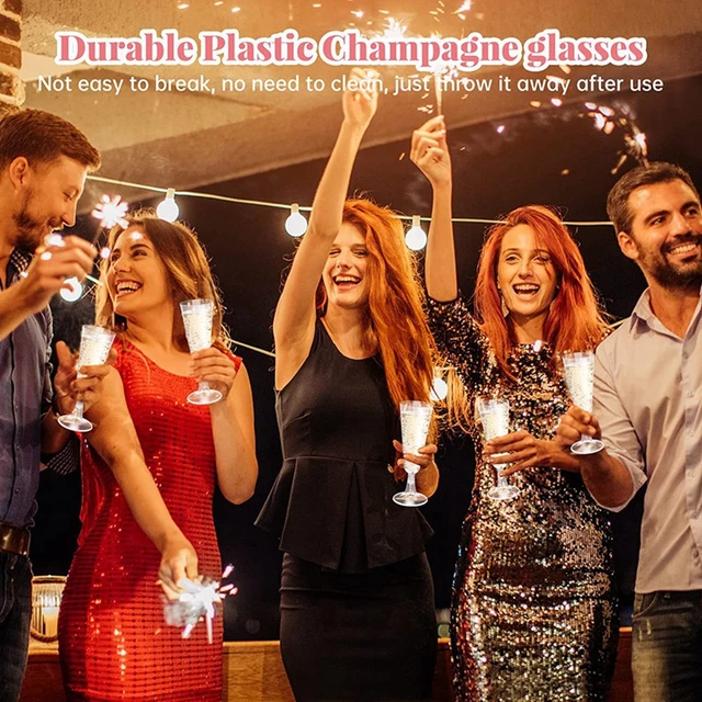 50/30pcs Or Paillettes Flûtes À Champagne, 5.5 Oz Jetables Verres À  Champagne En Plastique Verres À Griller Cocktail Tasses Pour Les Fêtes -  Jetable Partie Vaisselle - AliExpress