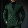 Chic Shawl Lapel Green Suits for Men High Quality Slim Fit Wedding Costume Homme Customized 2 Piece Jacket Pants Outfits Terno 1