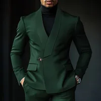 Chic Shawl Lapel Green Suits for Men High Quality Slim Fit Wedding Costume Homme Customized 2 Piece Jacket Pants Outfits Terno 1