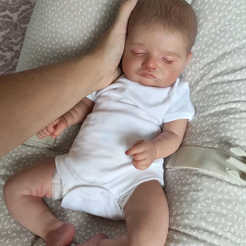 

48CM Bebe Reborn Sleeping Rosalie Hand-Drawing Hair 3D Skin with Veins Rooted Eyelash Art Doll for Children Gift