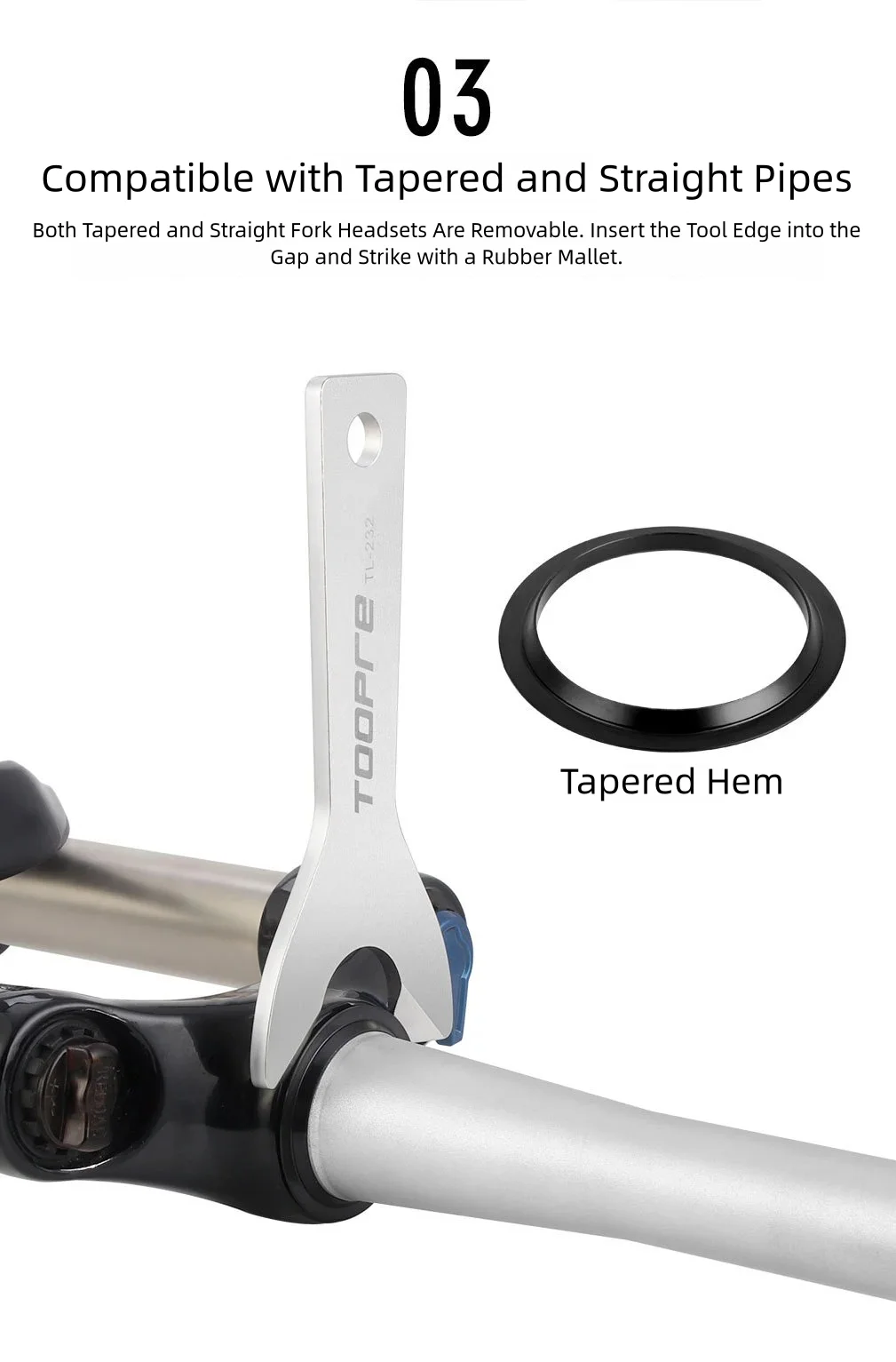 TOOPRE Fahrrad-Vordergabel-Headset-Basis-Entfernungswerkzeug für 1-1/2 Zoll und 1-1/8 Zoll Gabeln, Fahrrad-Headset-Kronenring-Entferner-Schlüssel Zubehör – Detail 5