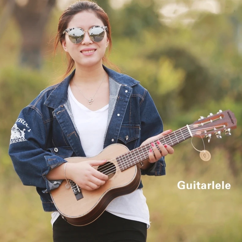 Mini Guitar Anfilia 28 Inch Mini Acoustic Electric Guitalele 6 String