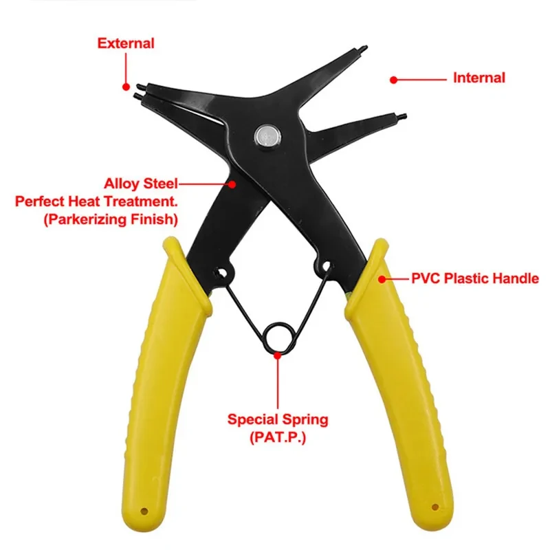 Snap Ring Plier 4 Way Type Circlip Pliers Multifunctional Hand Tool