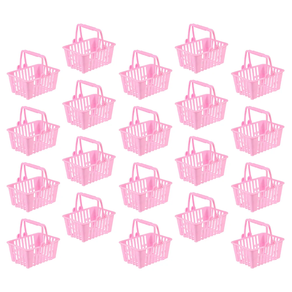 20 Pcs Girl Mini Shopping Basket Child Baskets Kids Grocery with Handles Storage Plastic for 4