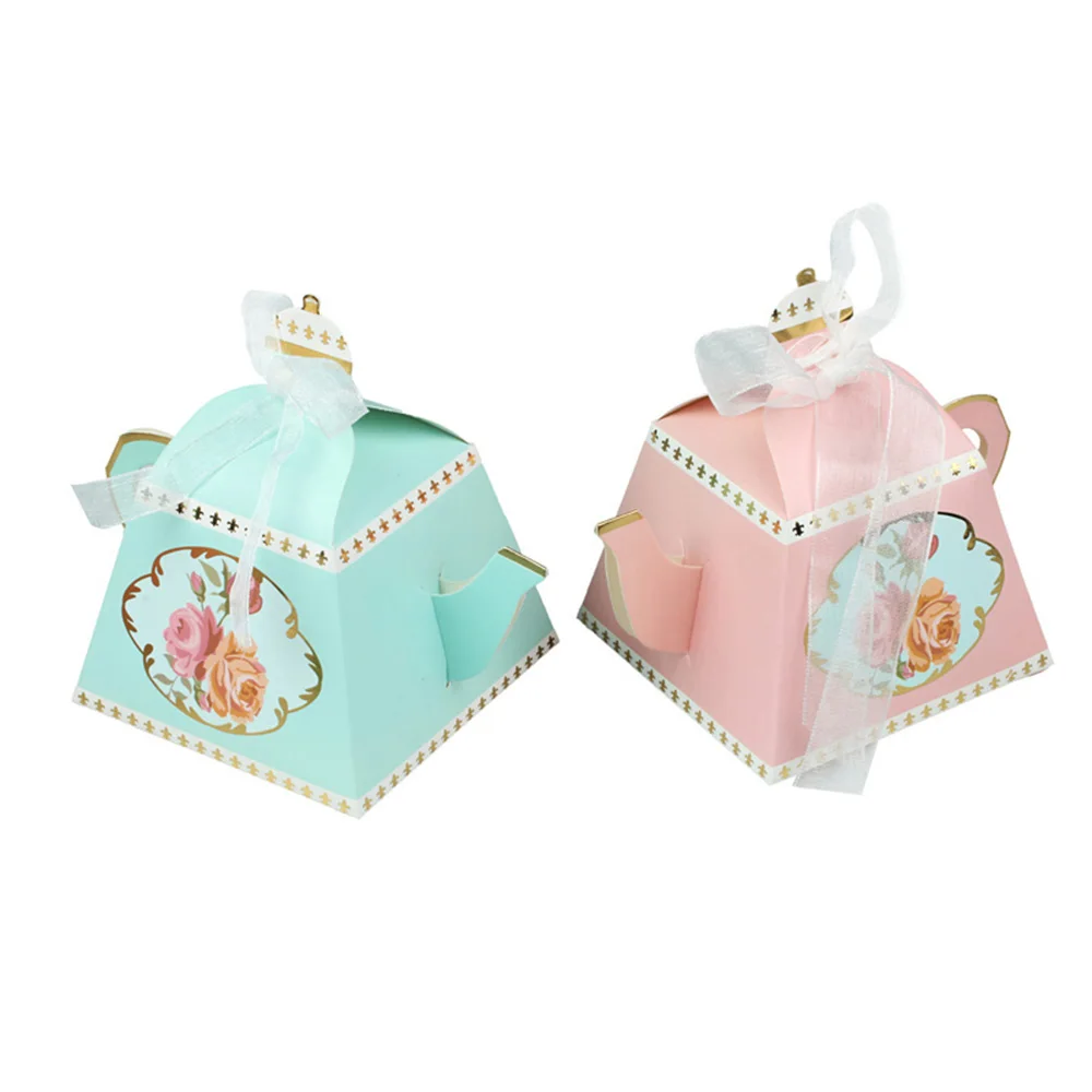 

50Pcs Teapot Design Gift Box Pink Blue Red Candy Box Birthday Party Supplies Baby Shower Decor Packaging Box