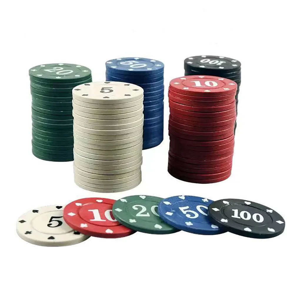 20PCS Round Plastic Texas Hold\'em Casino Chips Sets Baccarat Poker Chips Entertainment Dollar Coins for Family Parties