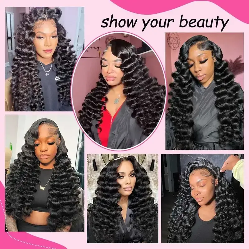 250 Density 30 40 Inch Loose Deep Wave Lace Frontal Wig 13x6 Hd Curly Human Hair Wigs Water Wave Pre plucked Lace Front Wig