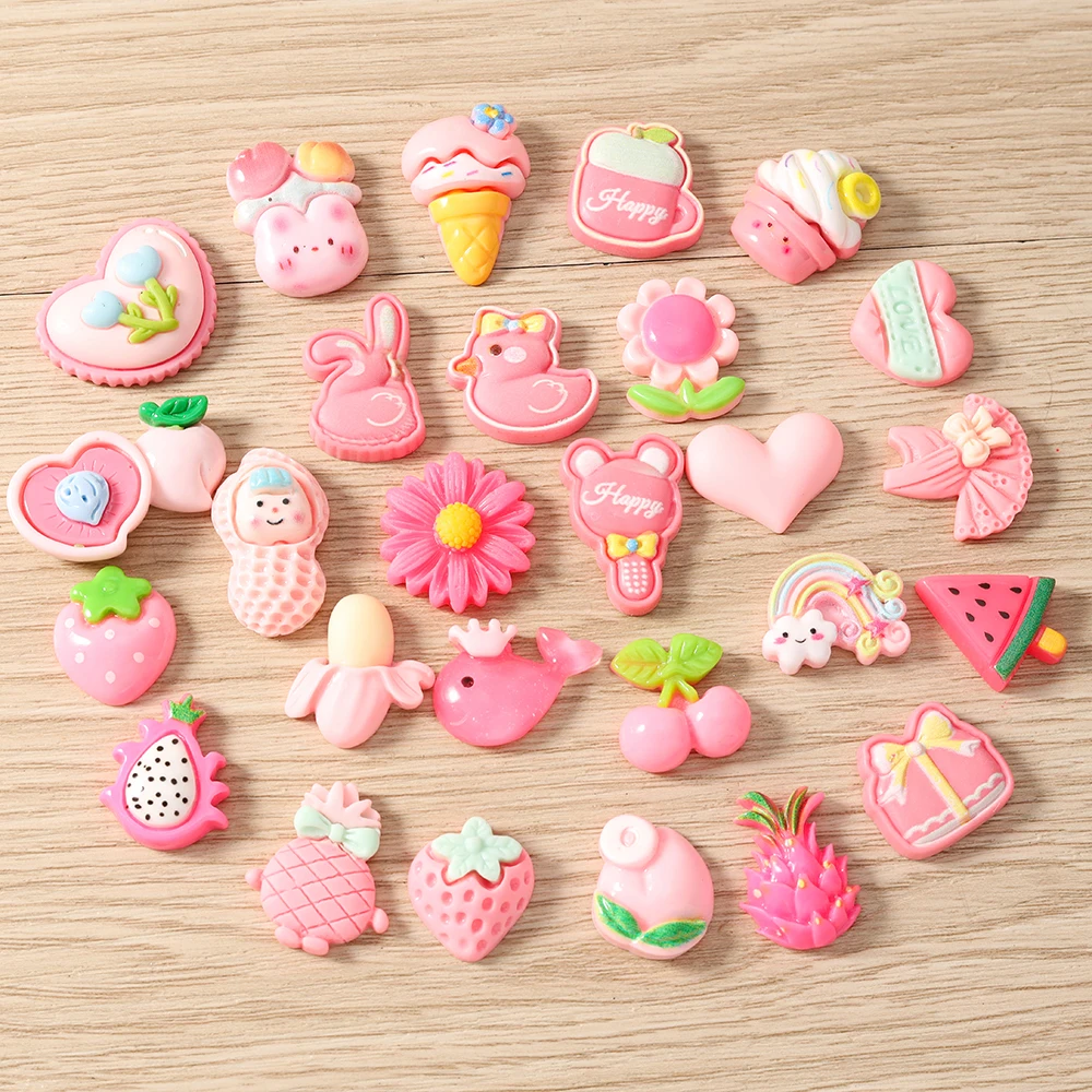 Tusember 20 Stück Bonbonfarbene Gemischte Harz-Blumen-Herz-Flatback-Cabochons Verzierung für DIY Haarnadeln, Broschen und Schmuckzubehör