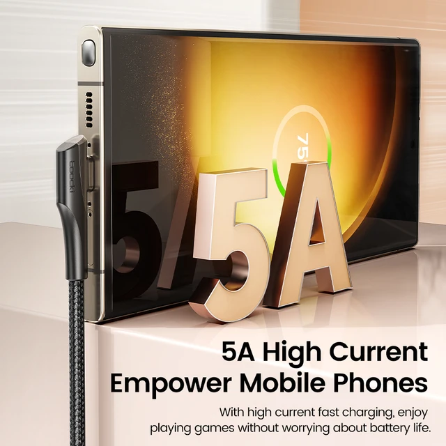 고속 충전, 편안함, 장수명을 위한 Toocki 90도 USB C 타입 to C 타입 케이블