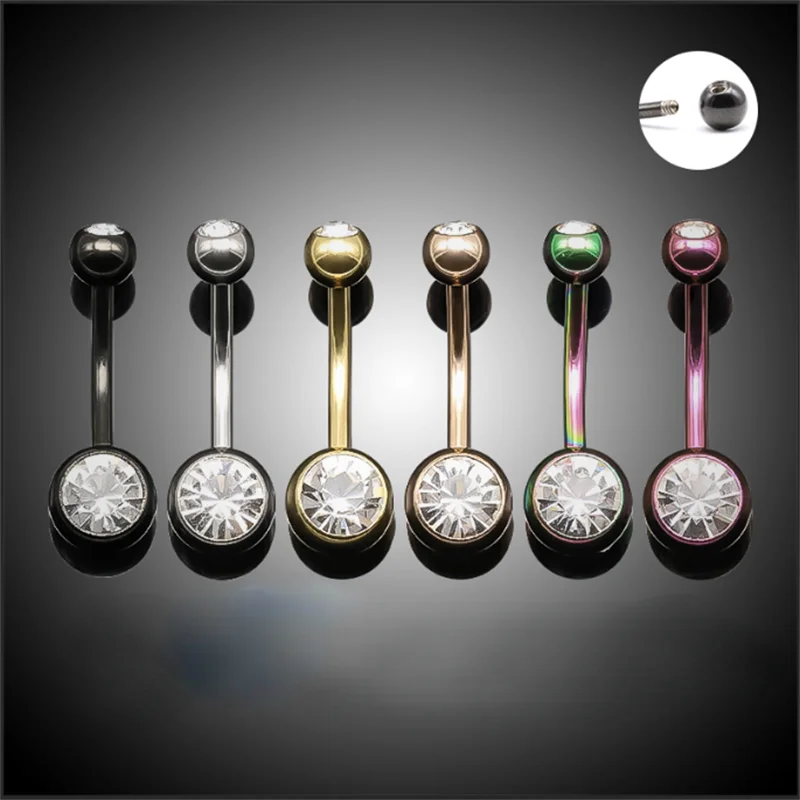 

6PCS/Lot 14G Solid G23 Titanium Belly Button Rings Crystal Navel Piercing Belly Button Piercing Sexy Navel Ring Dangle Earrings