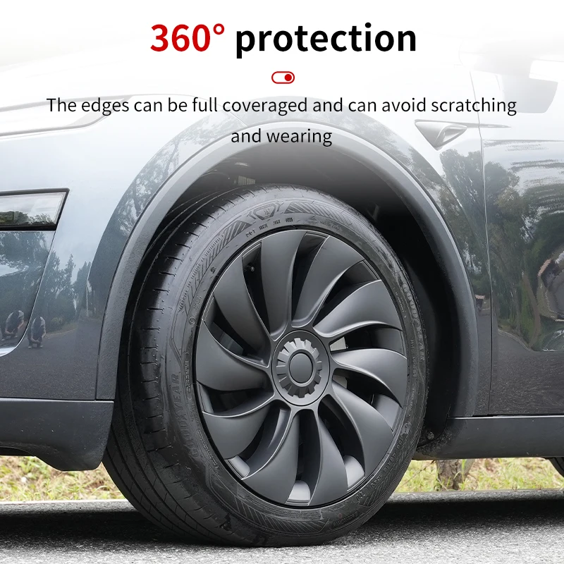 4PCS for New Model Y 2025 Juniper 19in Turbine Texture Style Hubcap Rim Cover Accessories Hub Cap Automobile Wheel Cap for Tesla 3