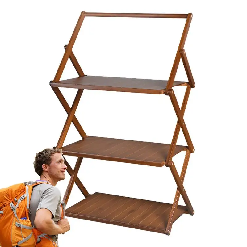 

Foldable Bookshelf Camping Portable Storage Rack Storage Shelving Unit Organizer Rack Space-Saving Plant Holder Shelves