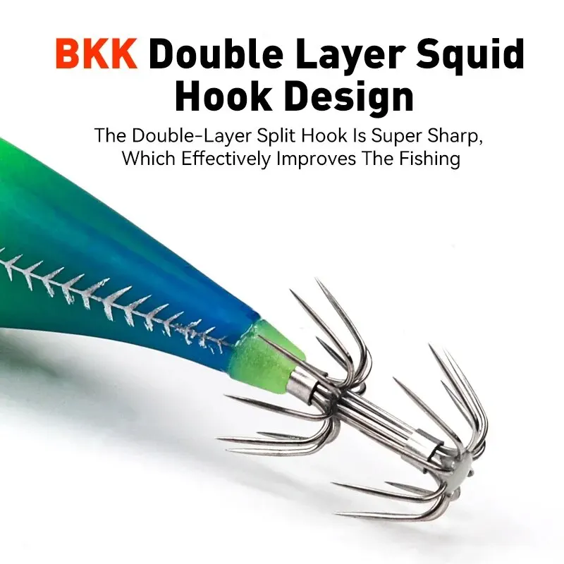 Fishing Lures Luminous Horizontal Squid Jig Wood Shrimp Squid Hook 14pcs/Set Octopus Cuttlefish Shrimp Baits