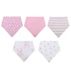 Kiddiezoom 5Pcs/Lot Baby Boy Girl Bibs Triangle Scarf Cotton Infant Bandana Newborn Feeding Saliva Towel 4