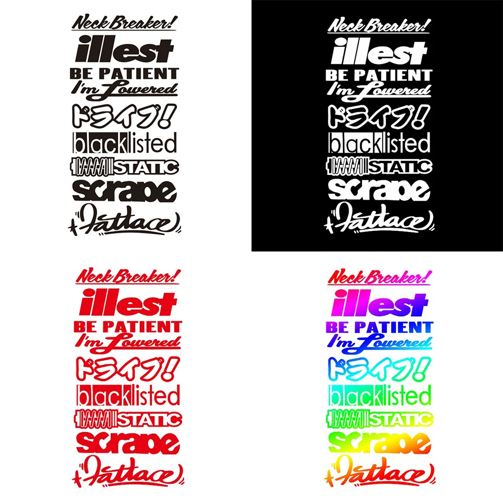 1Set JDM Reflective Car Stickers Moto Racing Decor Vinyl Decal Automobile Accessories