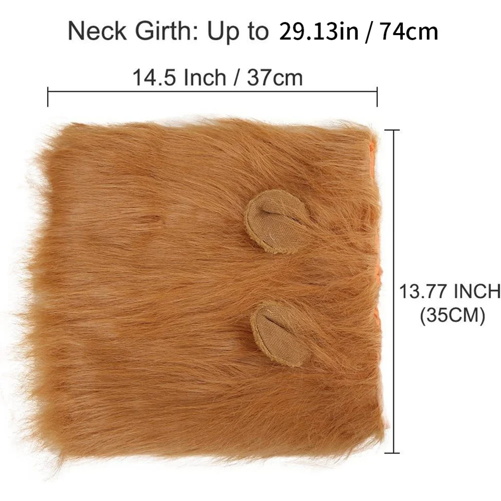 Pet Dog Cosplay Clothes Lion Mane For Dog Costumes Realistic Lion Wig For Medium To Large Dog + Ear Pet Supplies