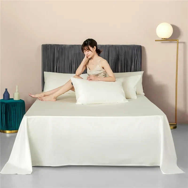 

1 Piece Set High Quality Cotton Flat Sheet Double King Size 60 Count Solid Color Long Staple Cotton Sheets Simple