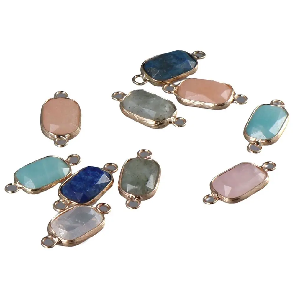 

multicolor Crystal Link Charms crystal link charms alloy and glass Rectangle Shape Mixed Healing Crystal Jewelry accessories