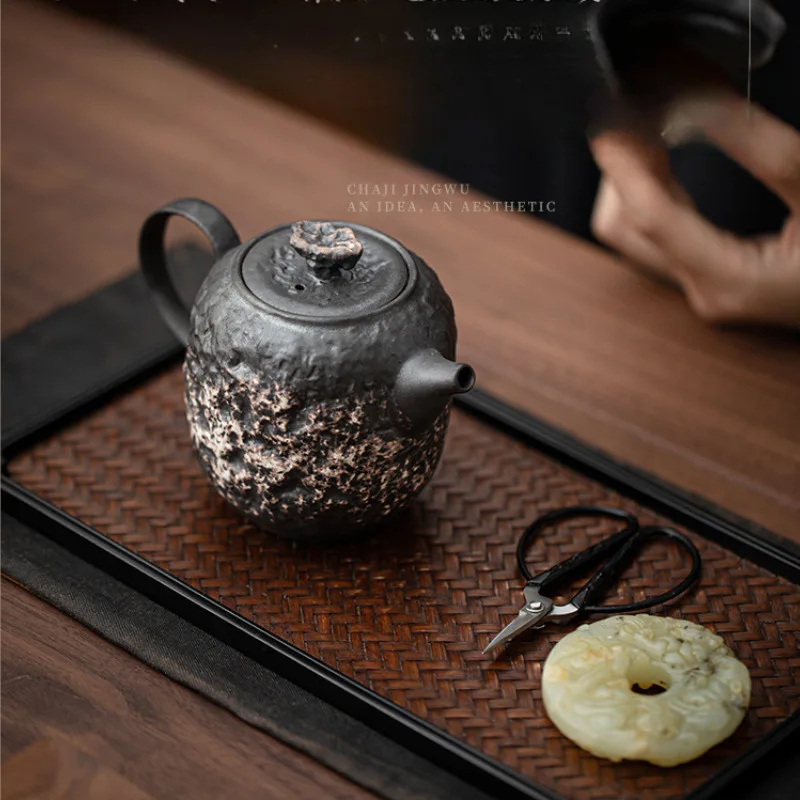 Handmade Black Pottery Buddha Teapot Zen Tea Infuser Art Pot Tea Maker Kettle With Ball Hole Tea Ceremony Accessories Collection