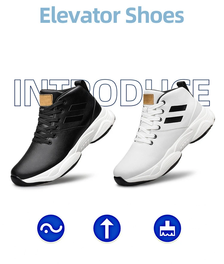 Sneakers Heightening Shoes Breathable Elevator Shoes Height Increase Shoes Leather Shoes Insoles 8CM Man Height Increasing Shoes