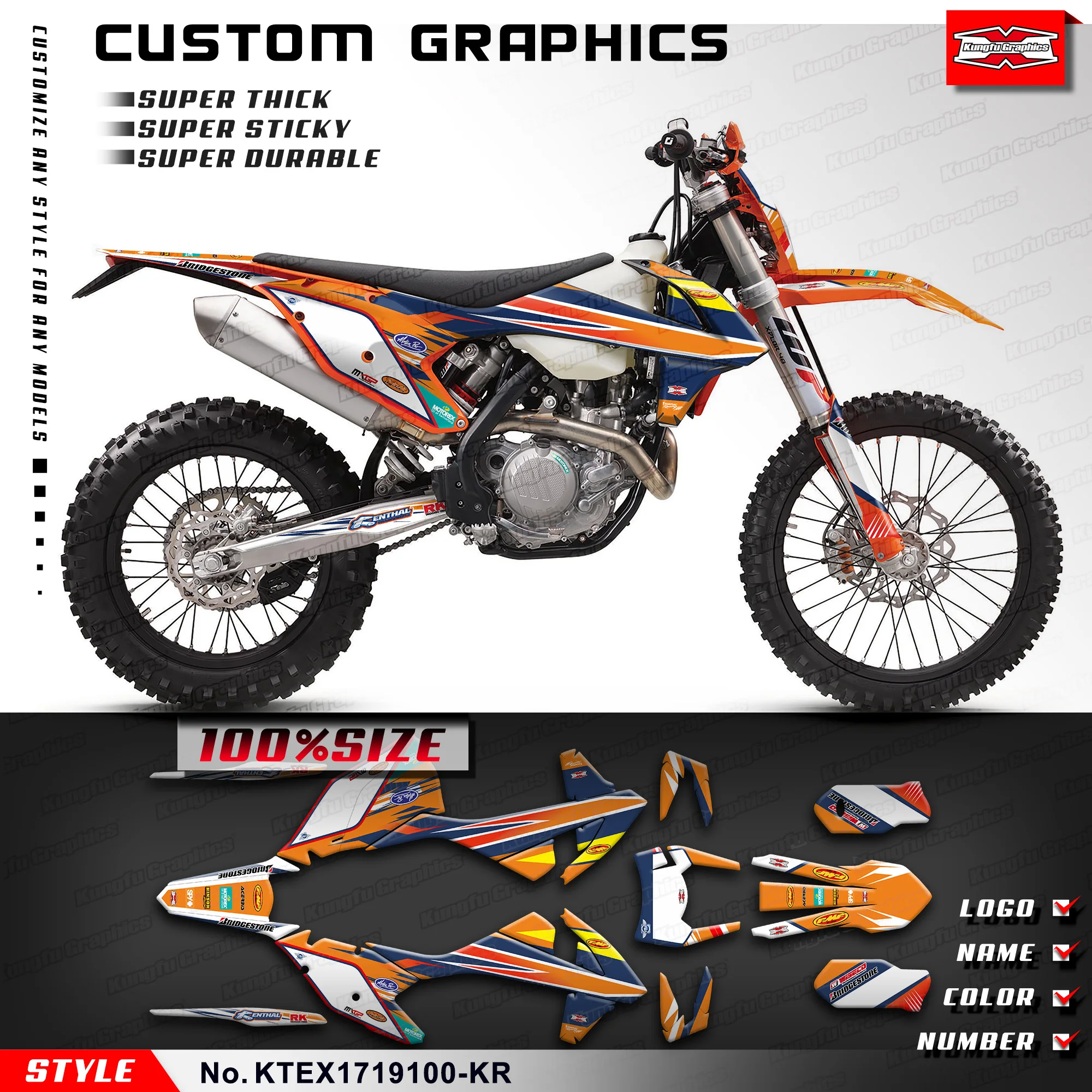 

KUNGFU графические Наклейки на велосипед-внедорожник, Набор наклеек для KTM 125 150 250 300 350 450 EXC EXC-F 500 2017, XC-W