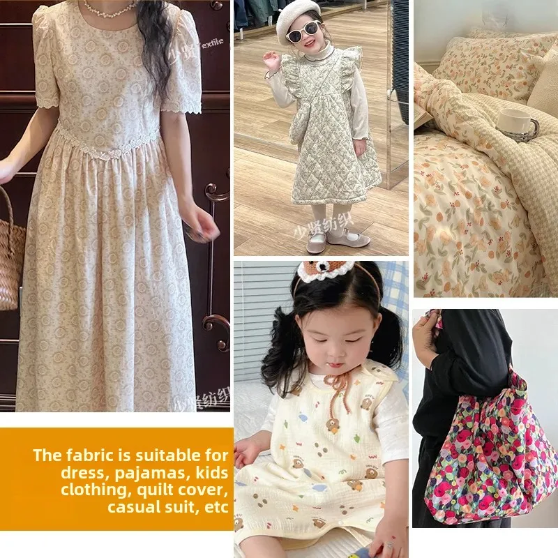 Pure Cotton Digital Printing Fabric Retro French Floral Women's Children's Clothing Material Yardage Baby Accessories