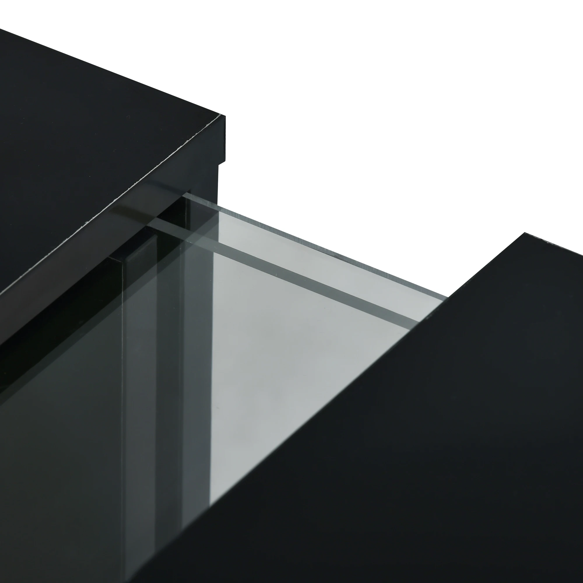 Modern High Gloss Coffee Table with Remote Control16 Colors LED Lights Retractable Hidden Compartment Storage Table for Home