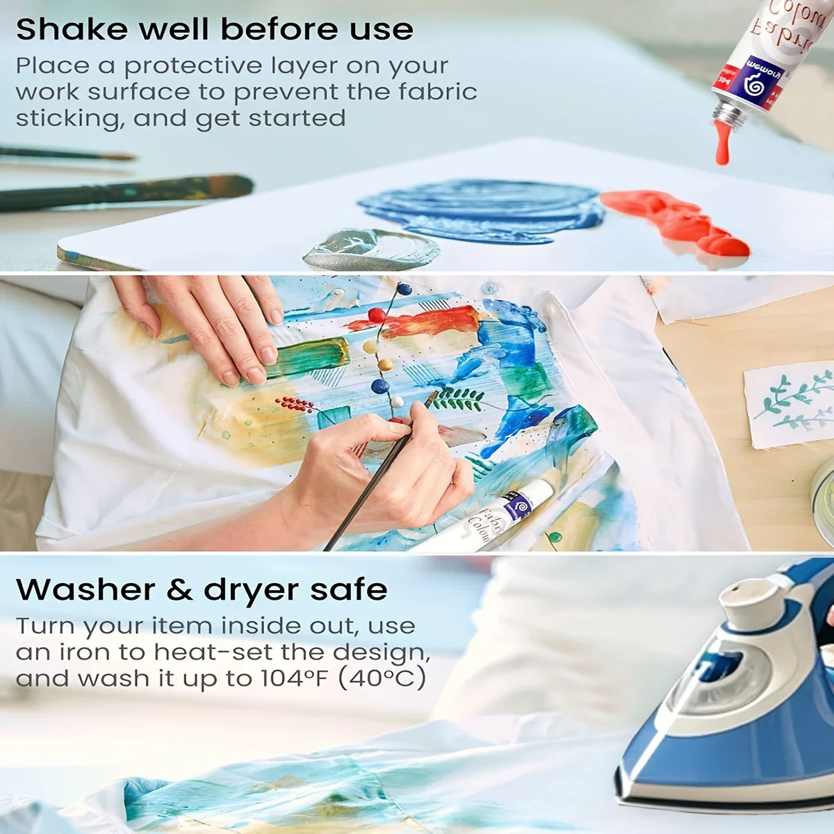 12 color Textile Coating Set-12 ml/0.4oz, Waterproof Permanent Textile Coating, suitable for use on clothes, shoes, canvas art,
