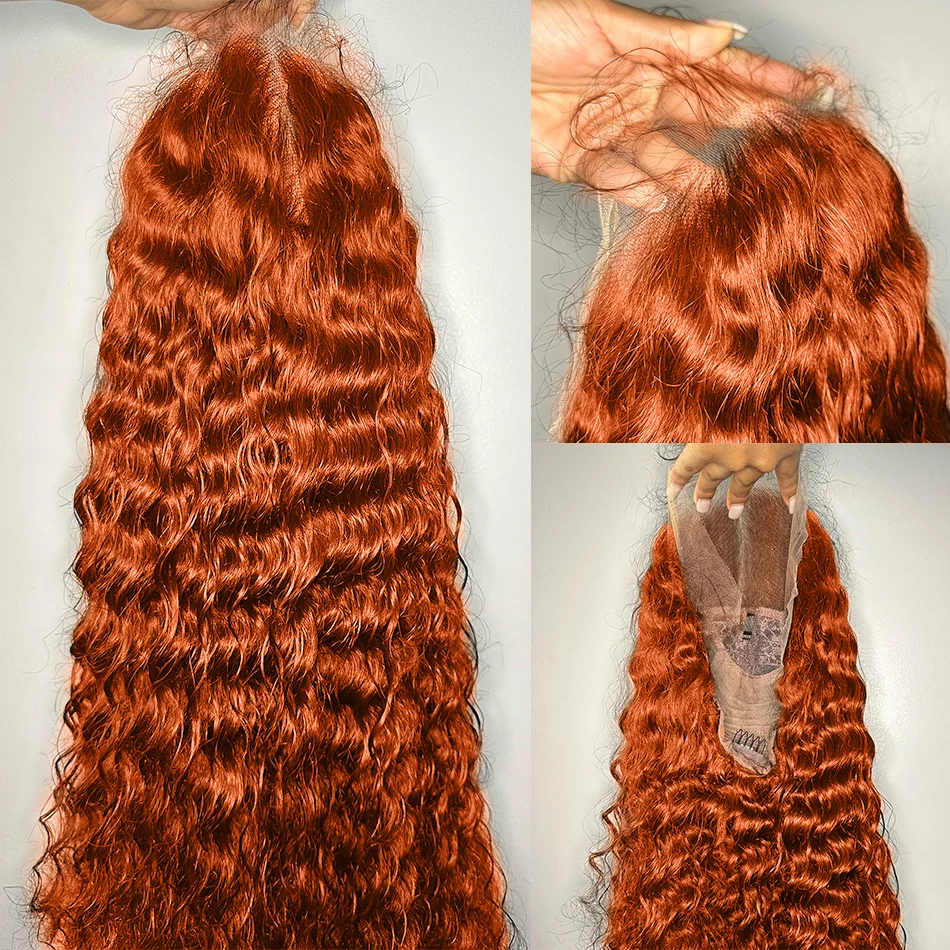 Lace Front Wigs Human Hair Wig 250% 30 40 Curly Ginger Orange 13x6 Lace Front Human Hair Wigs 13x4 Lace Frontal Wig Deep Wave Brazilian Remy Hair Wig