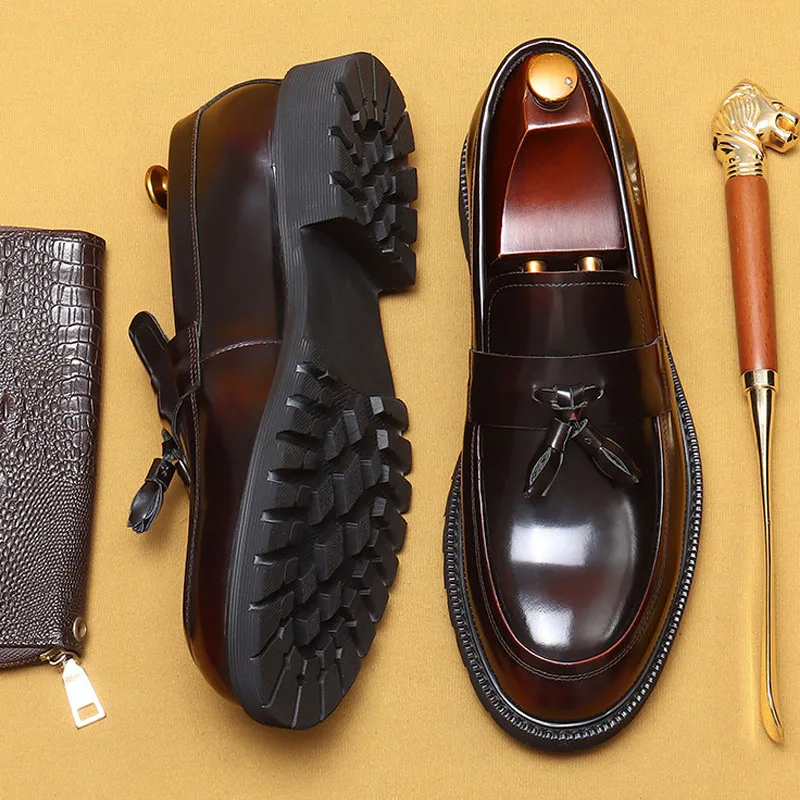 

NEW Men's Luxury Loafers Cowhide Round Head And Comfortable Genuine Leather Oxford Shoes Daily Dress Fashion Office Formal Shoes