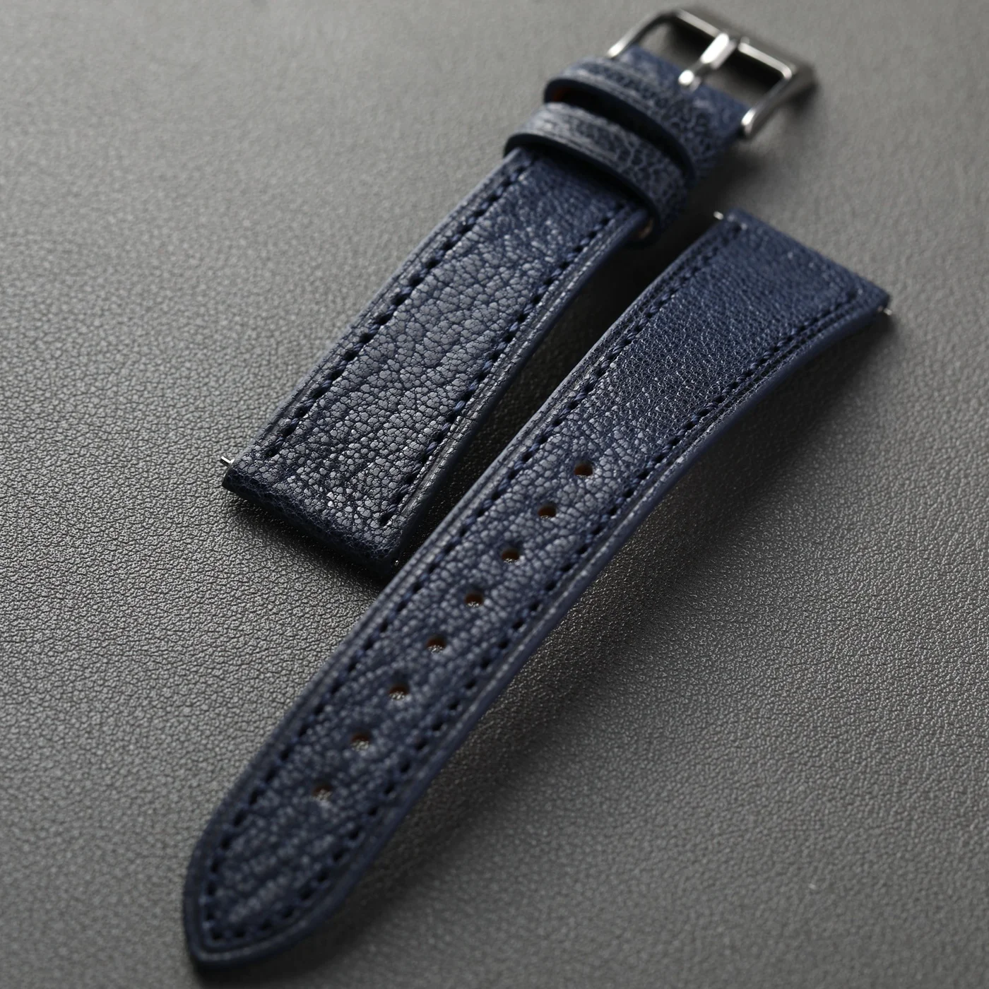 Ultra-Thin Deep Blue Genuine Leather Sheepskin Strap - Vintage Quick Release Bracelet, S/M Size