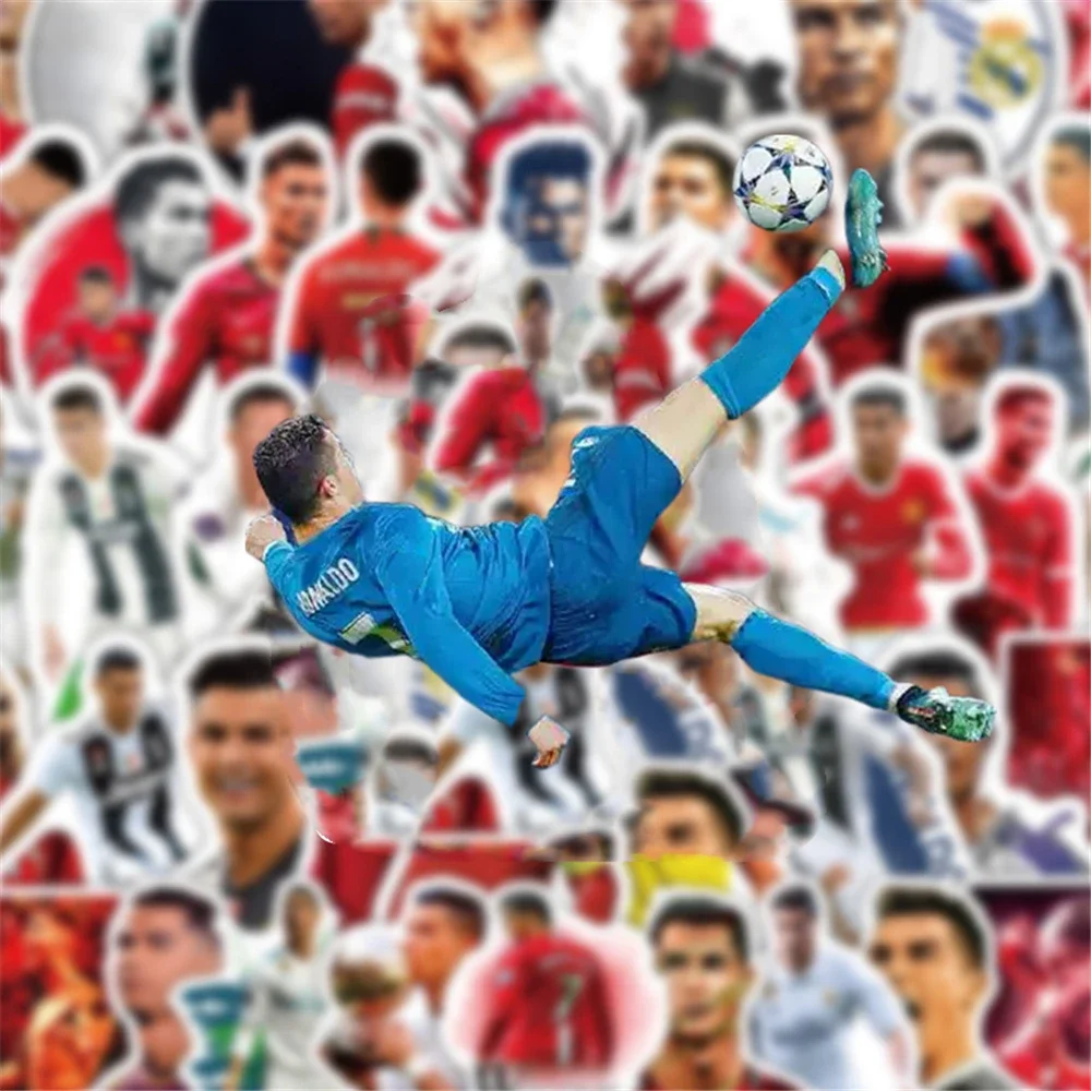 Sports Football Star Popular Character C Ronaldo Poster Self-adhesive Art Waterproof Sticker Coffee House Bar Room Wall Stickers
