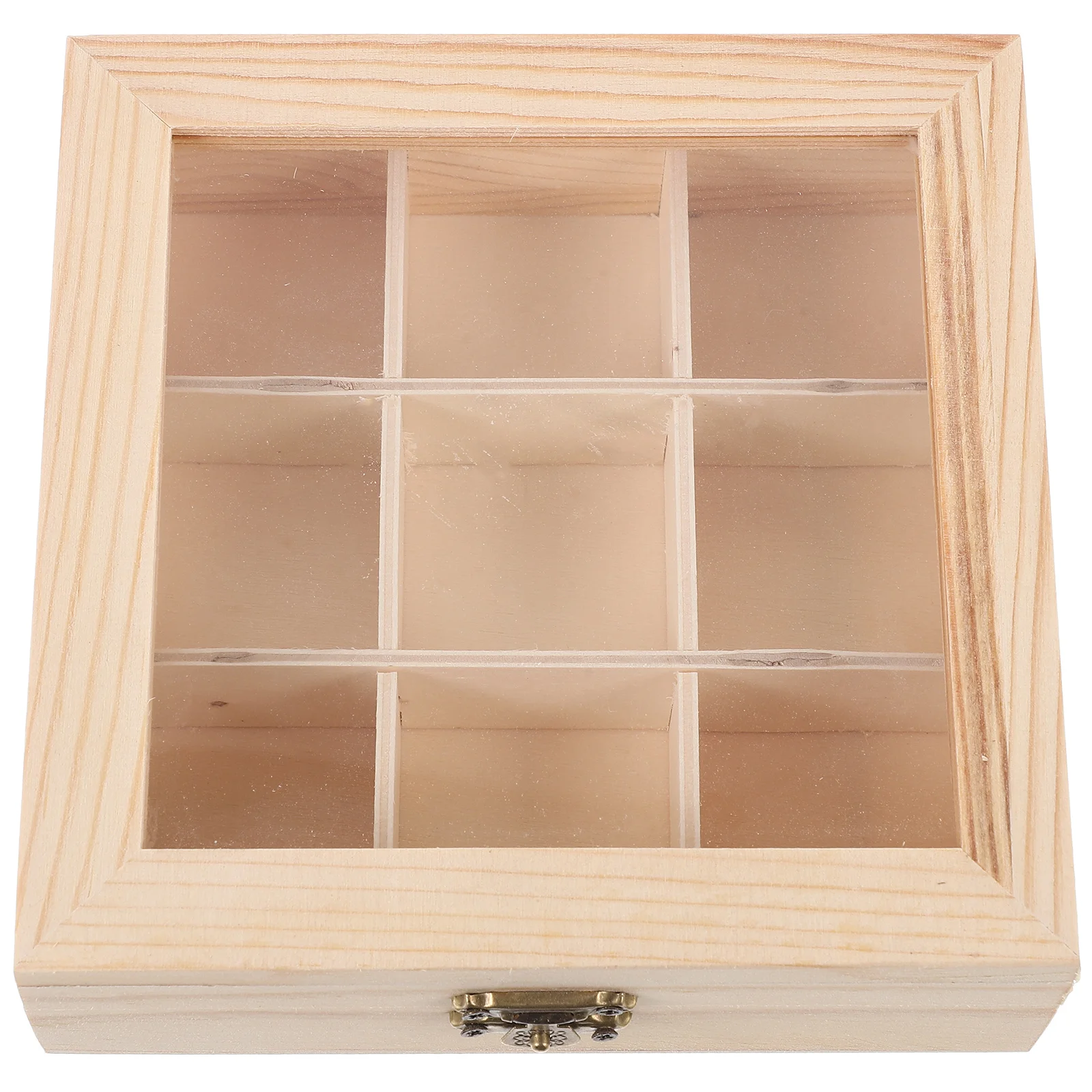 

Tea Bag Countertop Holder Sugar Packet Coffee Organizer 9-Compartment Tea Box Wood Drawer With Window Coffee Tea Box