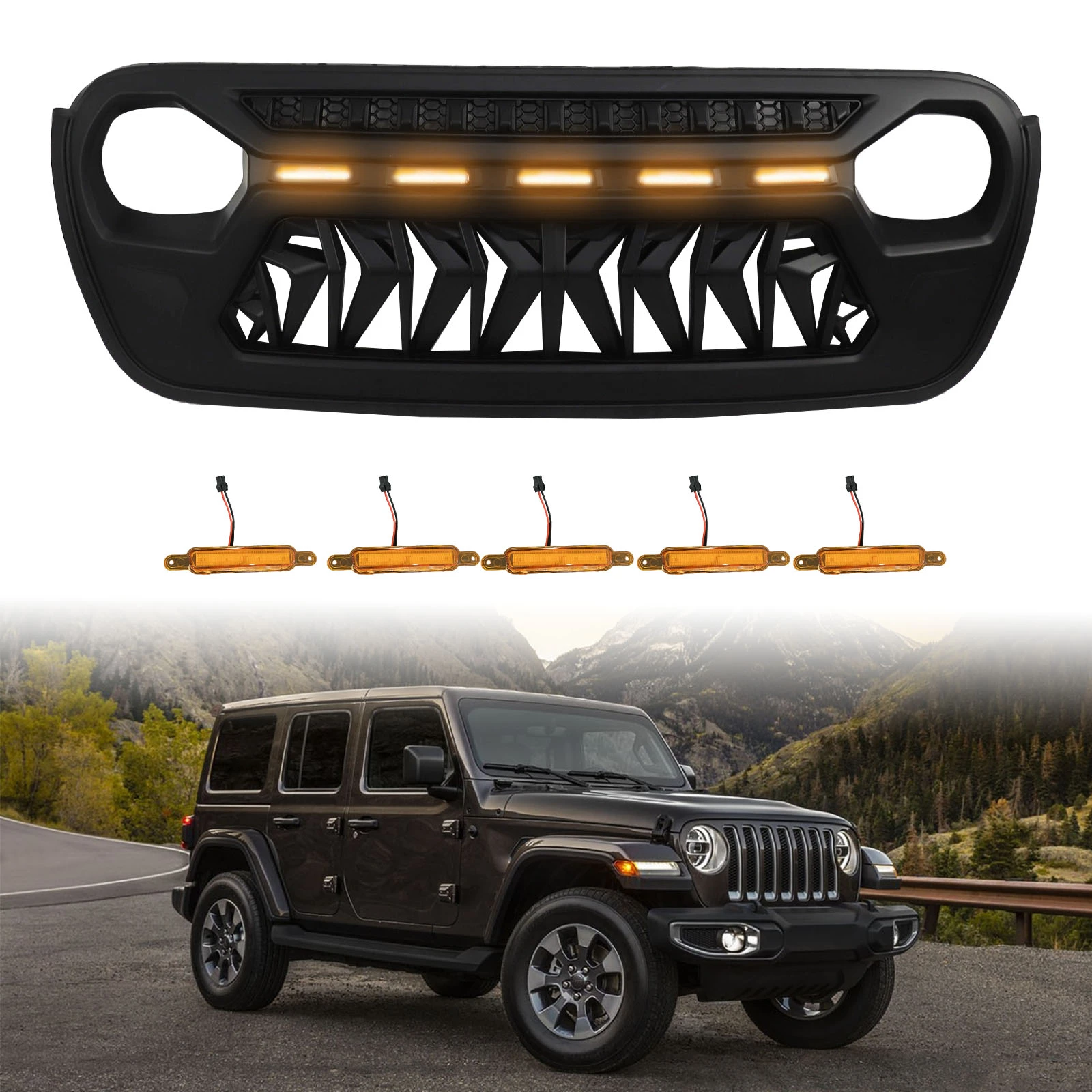 Introducir 71+ imagen grill lights for jeep wrangler Thptnganamst.edu.vn