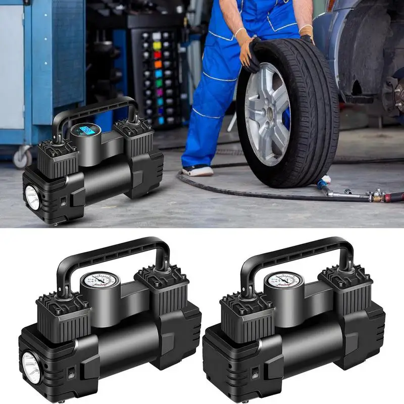 

Car Tire Pump Nighttime Repair LED Tire Changing Easy At Night Truck Tire Inflator With Digital Pressure Gauge For Automobiles