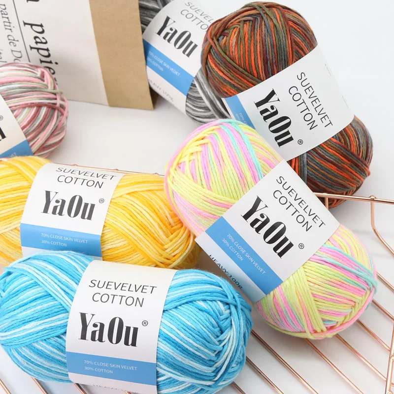 100g Close Skin Velvet Cotton Yarn Segmental Dyeing Soft Warm for Hand woven Crochet Hat Scarves Coat Glove Doll DIY handicrafts 3