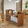 70.8 Inches Large Reception Desk - Modern Front Desk, Retail Counter for Checkout, Lobby, Salon, Office, Walnut 4