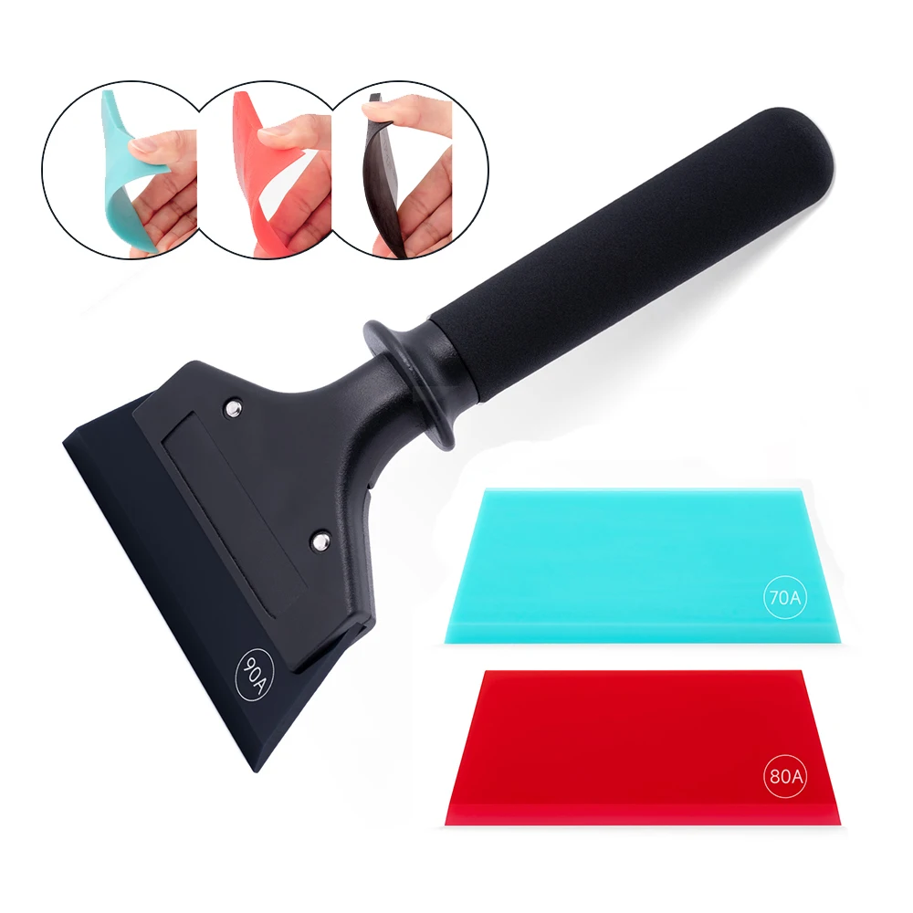 EHDIS Car Wash Cleaning EVA Handle Squeegee With 3pcs Soft Rubber Blade  Tinting Vinyl Wrap Application Glass Drying Scraper Tool - AliExpress