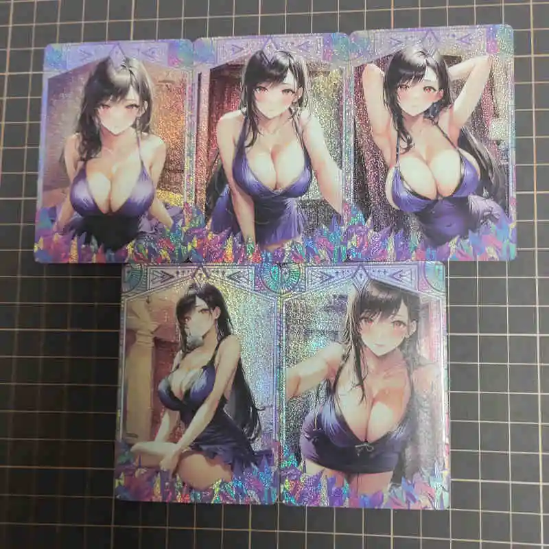 5Pcs/set Final Fantasy VII Tifa Color Flash Card Diy Self Made Classic Anime Game Collection Cards Gift Toy