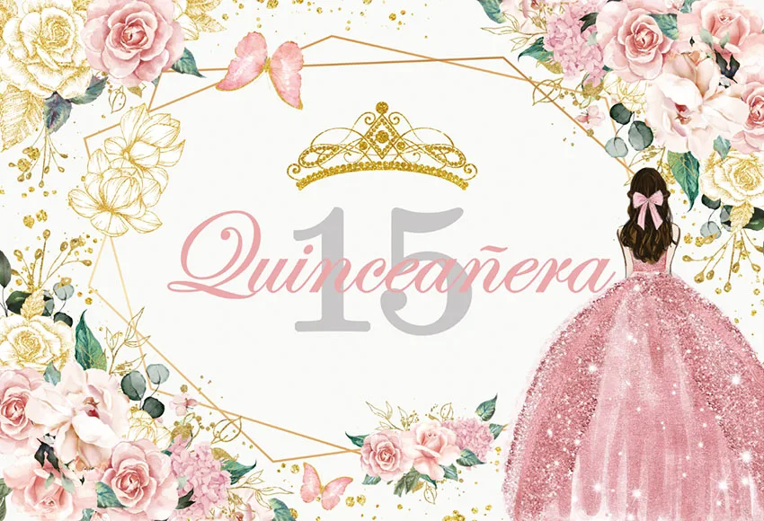 green emerald velvet dress Rose Gold Dress Quinceañera Invitation main image 1