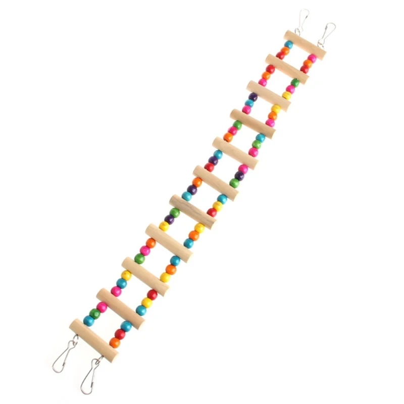 

Parrot Ladder Toy Climbing Bridge Rainbow Color Beads Wooden Chew New Dropship