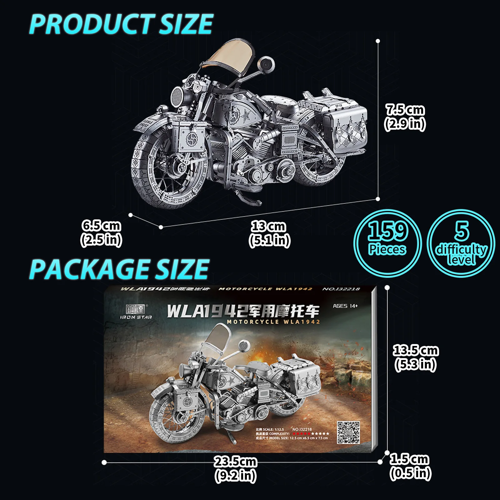 IRON STAR 3D Metal Puzzle Captain America WLA1942 motorcycle Collection Model Kits DIY Assemble Jigsaw Toys for Adults 5