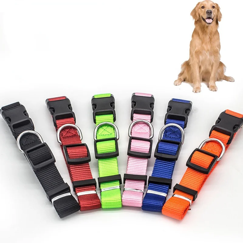DurableSolidDogCollarsNylonAdjustableDogsnecklaceSmallMedium